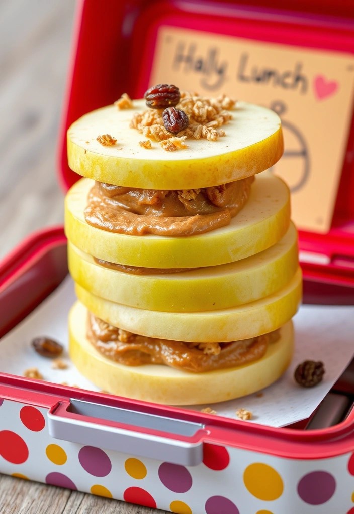 13 Seasonal Healthy Kids Lunch Ideas That Celebrate Fresh Ingredients! - 8. Apple & Peanut Butter Sandwiches
