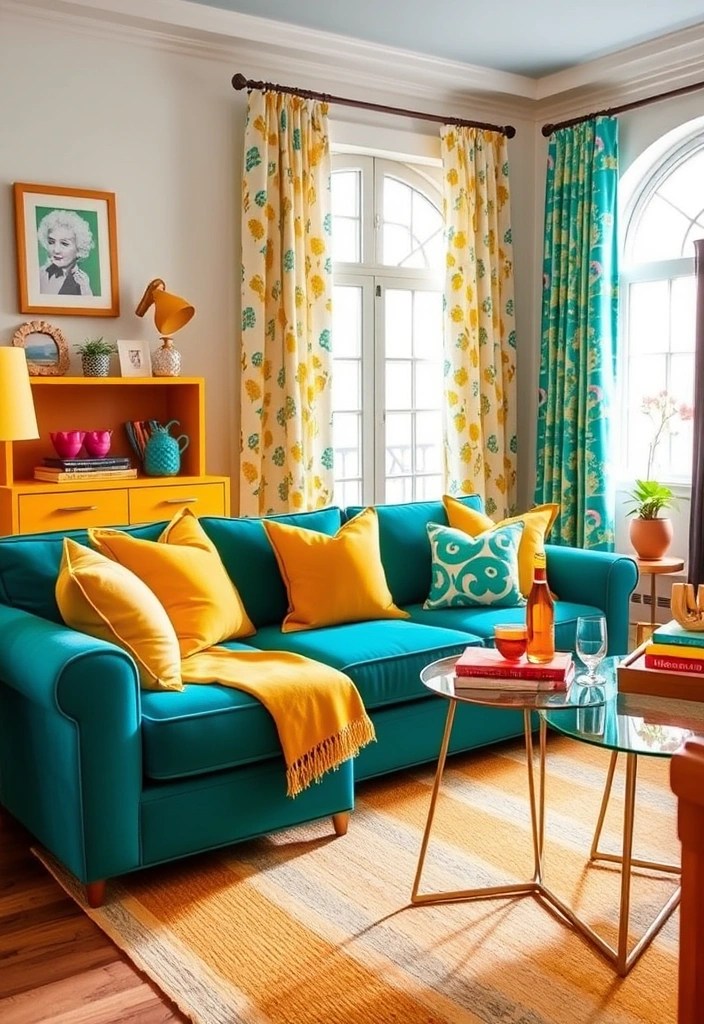 14 Color Schemes for Your Living Room That Will Set the Perfect Ambiance! - 8. Vibrant Mustard and Teal