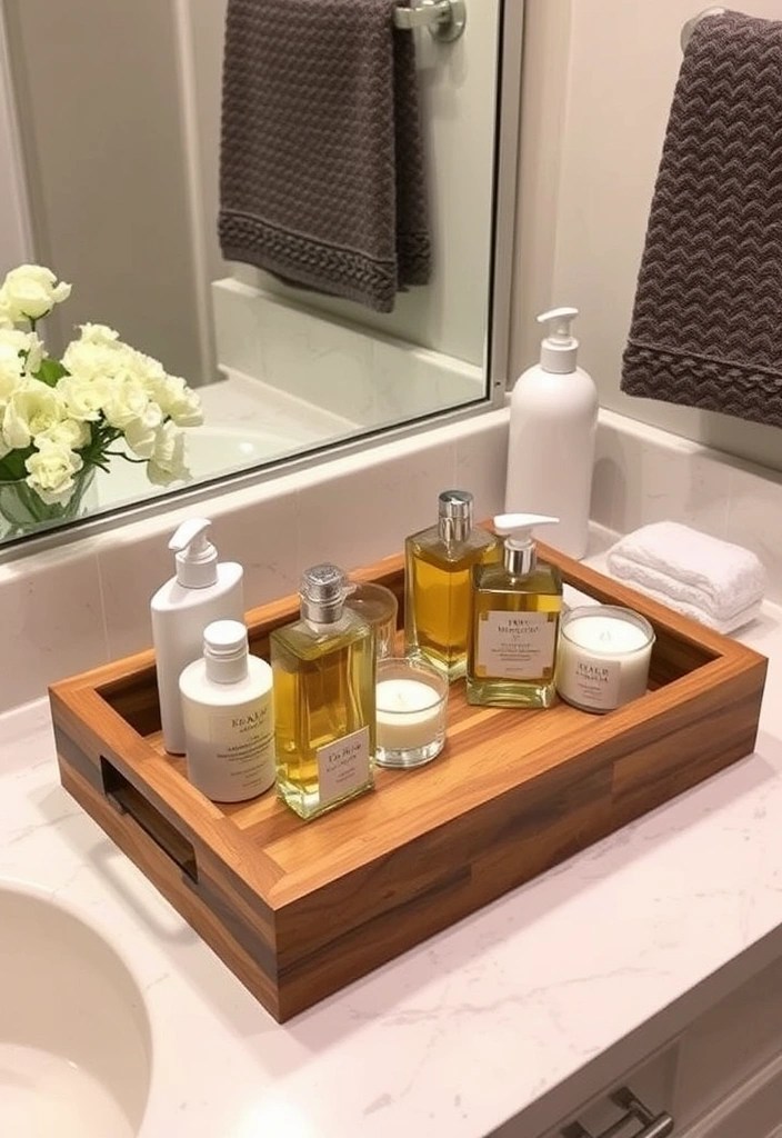 14 Easy DIY Bathroom Decor Projects That'll Transform Your Space (Even Beginners Can Do #7!) - 14. Decorative Tray for Essentials