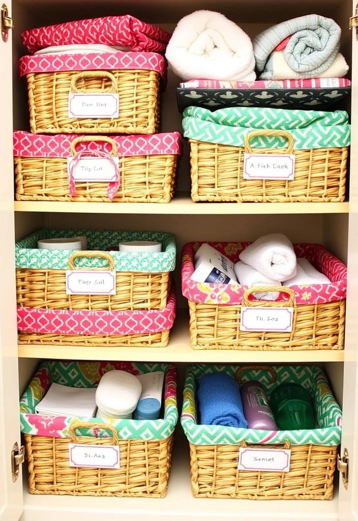 14 Easy DIY Bathroom Decor Projects That'll Transform Your Space (Even Beginners Can Do #7!) - 4. Upcycled Bathroom Storage Baskets