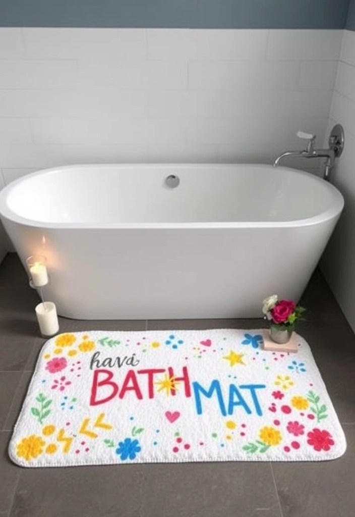 14 Easy DIY Bathroom Decor Projects That'll Transform Your Space (Even Beginners Can Do #7!) - 5. Personalized Bath Mat