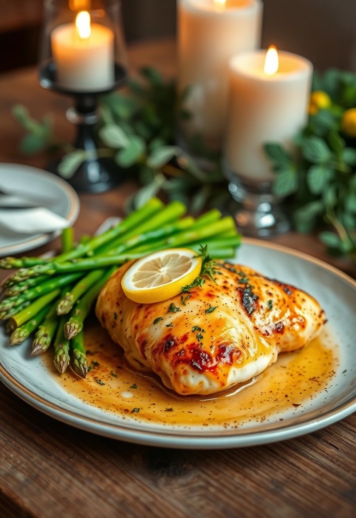14 Romantic Healthy Meals for Valentine's Day That Are Better Than Chocolate! - 4. Lemon Herb Roasted Chicken with Asparagus