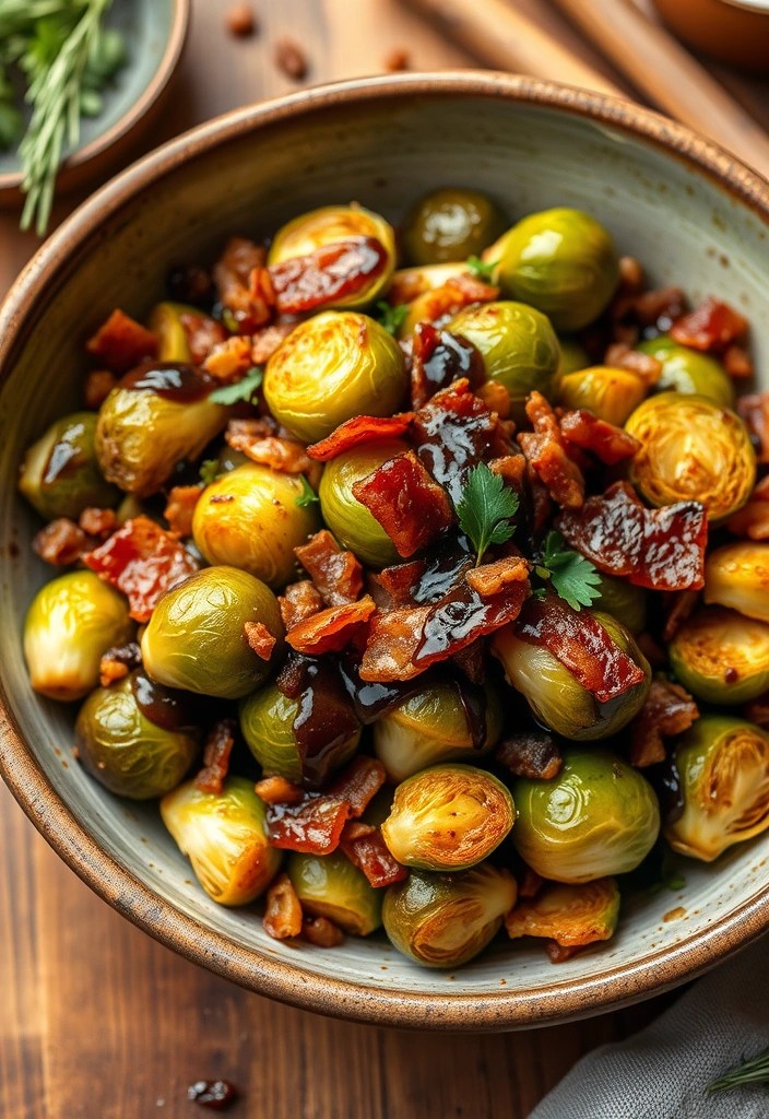 15 Healthy Dinner Recipes You Can Whip Up in 30 Minutes or Less (Your Family Will Love #7!) - 13. Balsamic Glazed Brussels Sprouts and Bacon
