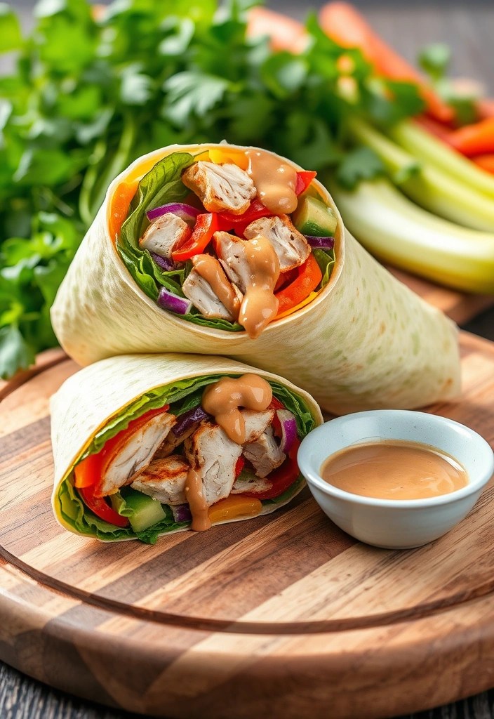 15 Quick and Easy Healthy Dinner Recipes for Busy Weeknights (Say Goodbye to Takeout!) - 13. Thai Peanut Chicken Wraps
