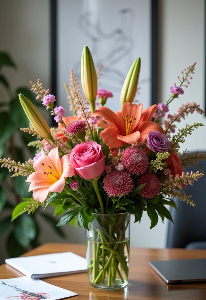 16 Floral Decor Hacks for Your Home Office (Number 10 Will Change Everything!) - 14. Flower Bouquets as Centerpieces