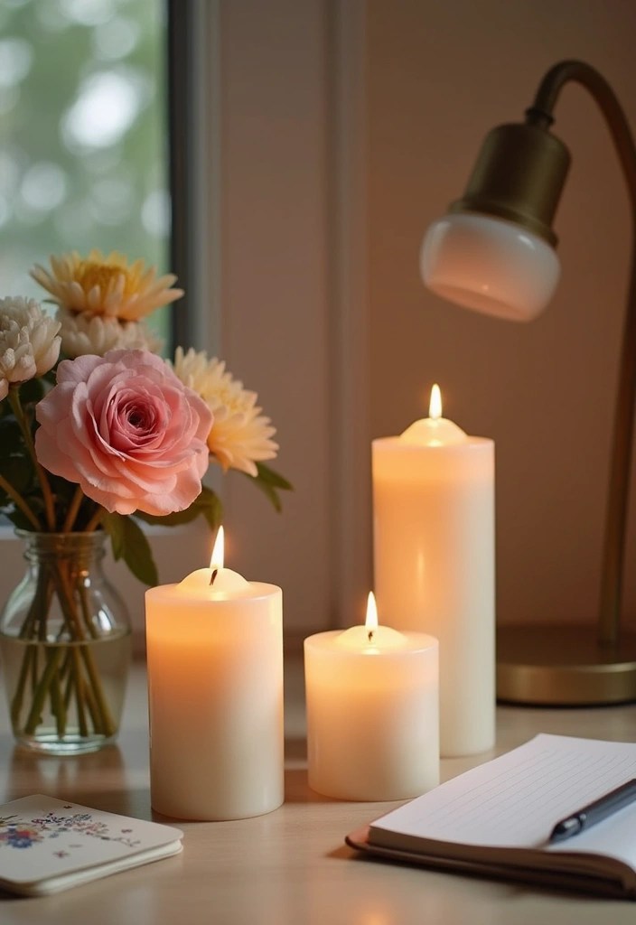 16 Floral Decor Hacks for Your Home Office (Number 10 Will Change Everything!) - 9. Flower-Scented Candles