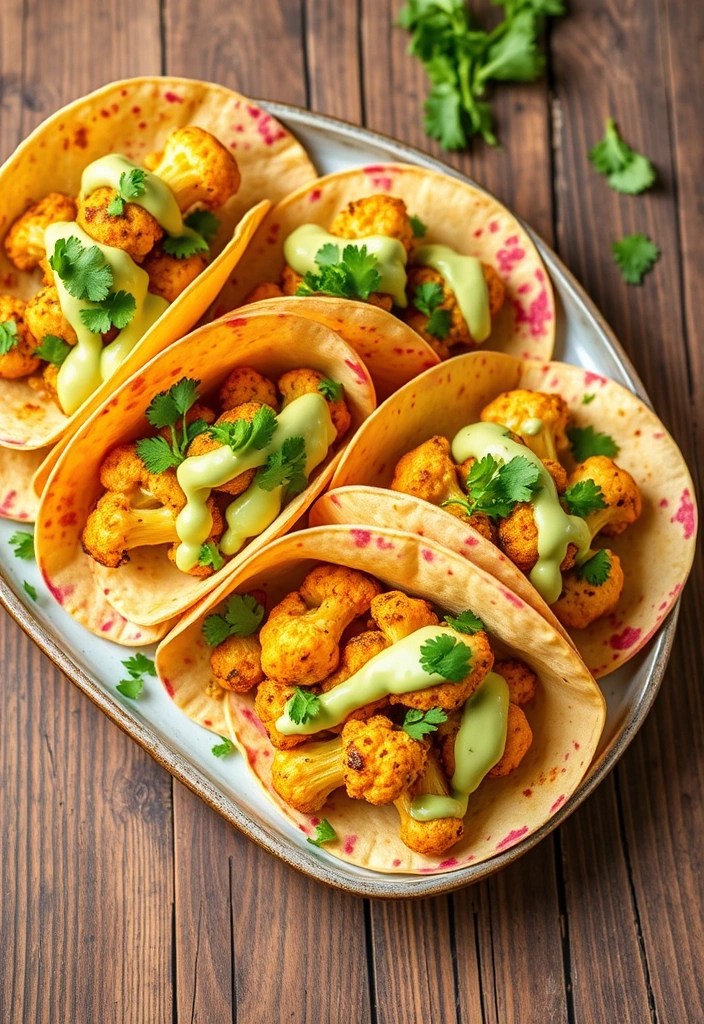 17 Healthy Vegetarian Dinner Recipes That Are Surprisingly Simple! - 16. Cauliflower Tacos with Avocado Lime Sauce
