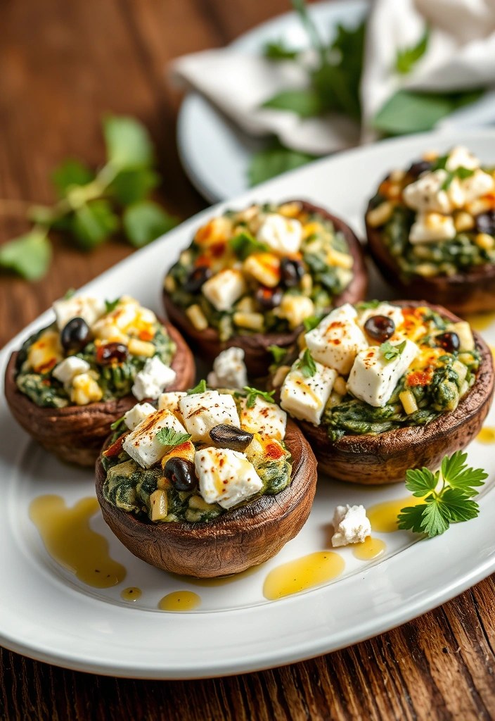 17 Healthy Vegetarian Dinner Recipes That Are Surprisingly Simple! - 8. Spinach and Feta Stuffed Portobello Mushrooms