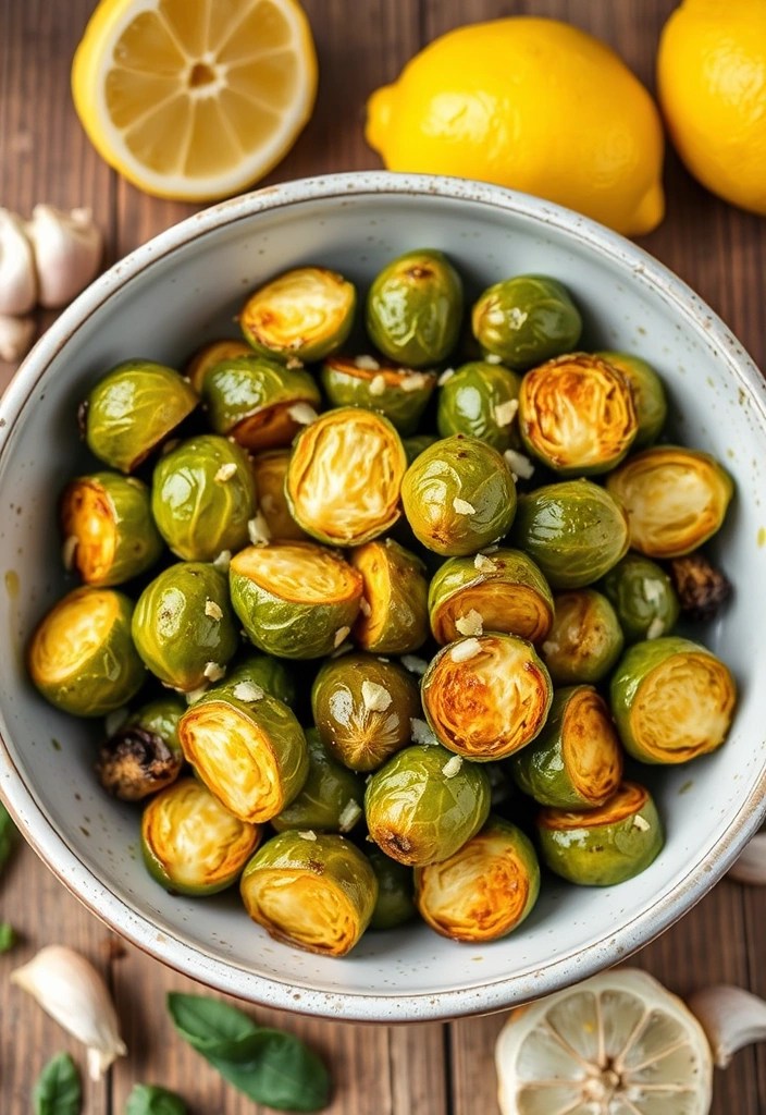 17 Healthy Vegetarian Dinner Recipes That Are Surprisingly Simple! - 9. Lemon Garlic Roasted Brussels Sprouts