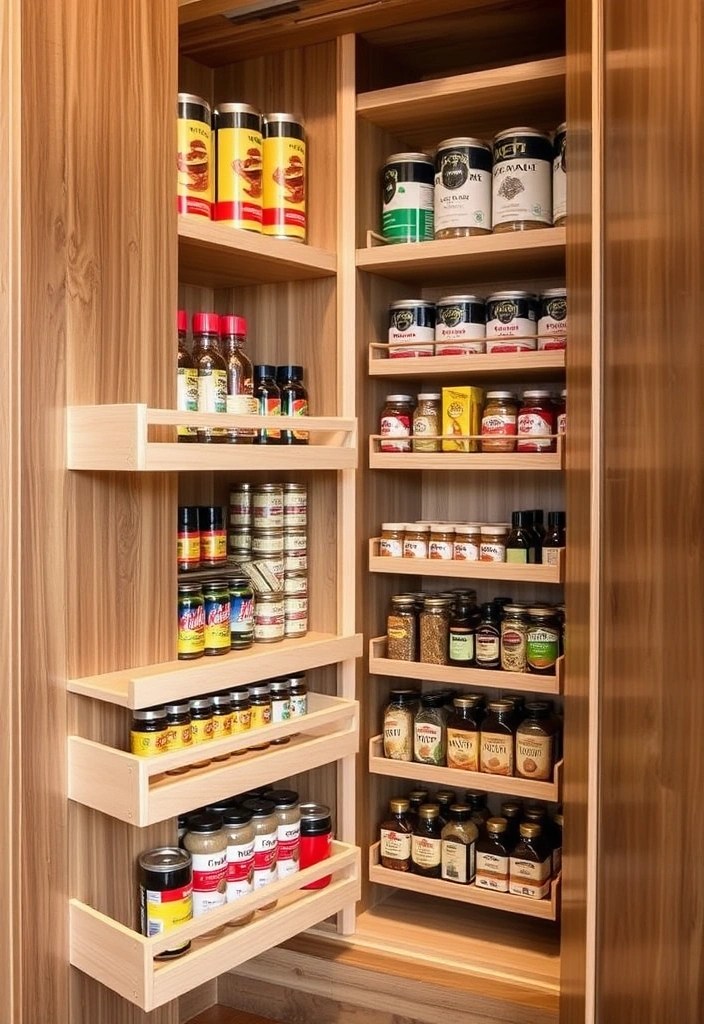 17 Small Kitchen Hacks That Maximize Space and Style (You Need to Try #5!) - 8. Roll-Out Pantry Shelves