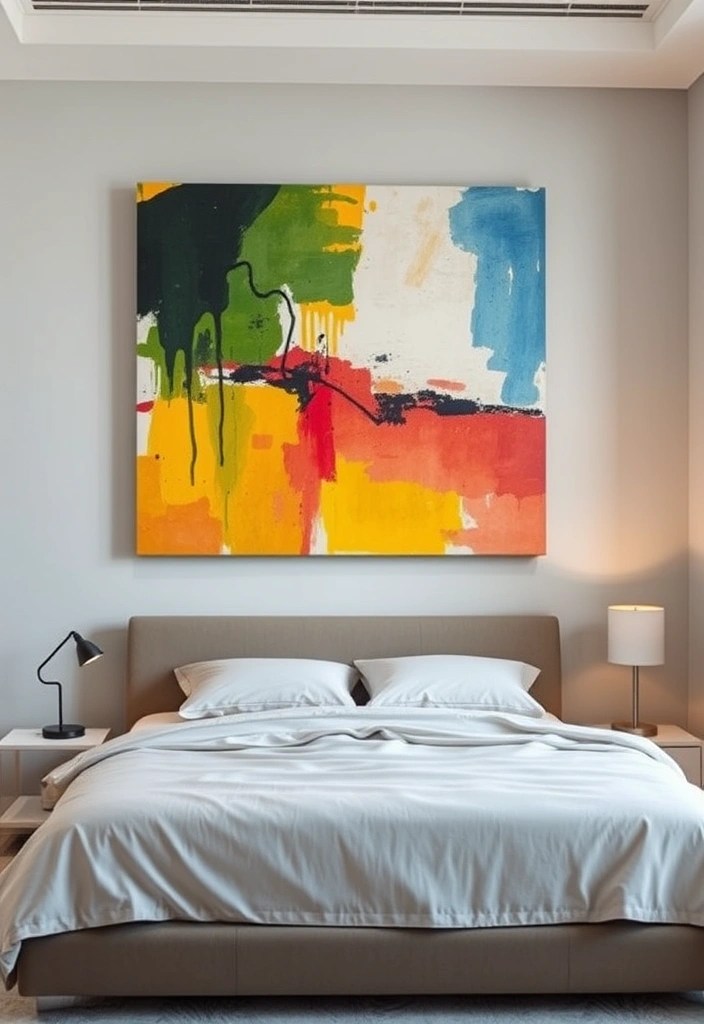 17 Unique Wall Art Ideas to Elevate Your Bedroom Decor (Say Goodbye to Boring Walls!) - 2. Oversized Canvas Art for a Bold Statement