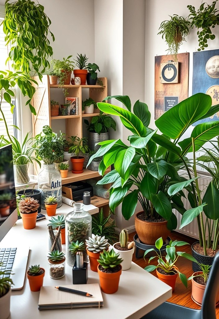 19 Genius Home Office Organization Tips to Declutter Your Space and Boost Your Efficiency! - 7. Incorporate Plants for Fresh Energy