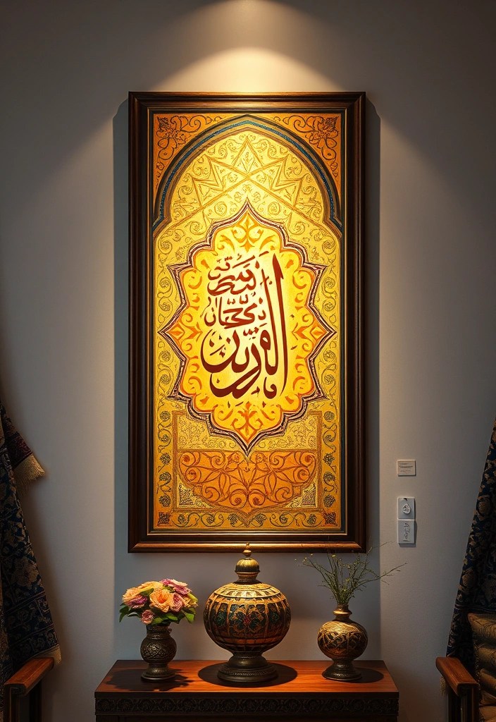 19 Magical Lighting Ideas for Ramadan Decor That Will Set the Perfect Mood! - 14. Illuminated Islamic Art Pieces