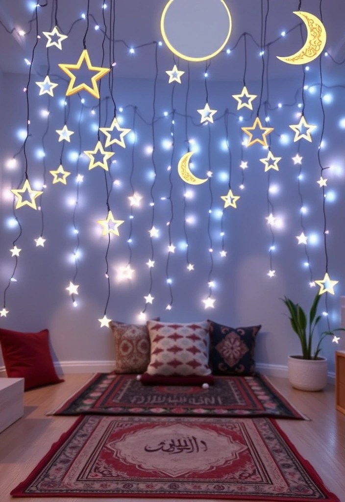 19 Magical Lighting Ideas for Ramadan Decor That Will Set the Perfect Mood! - 3. LED String Lights in Unconventional Shapes