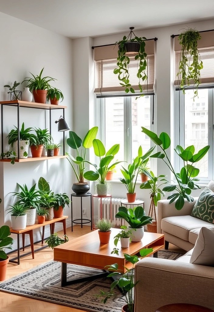 20 Budget-Friendly Ideas to Make Your Small Apartment Living Room Look Chic and Stylish! - 4. Add Plants for a Touch of Nature