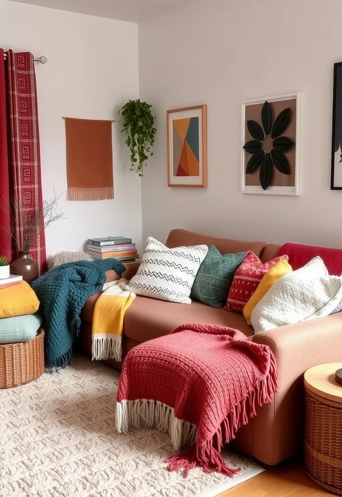 20 Budget-Friendly Ideas to Make Your Small Apartment Living Room Look Chic and Stylish! - 5. Layer Textiles for Comfort and Style