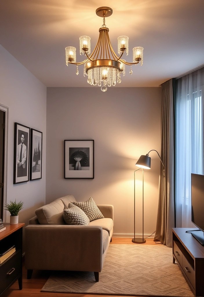 20 Budget-Friendly Ideas to Make Your Small Apartment Living Room Look Chic and Stylish! - 9. Use Statement Lighting