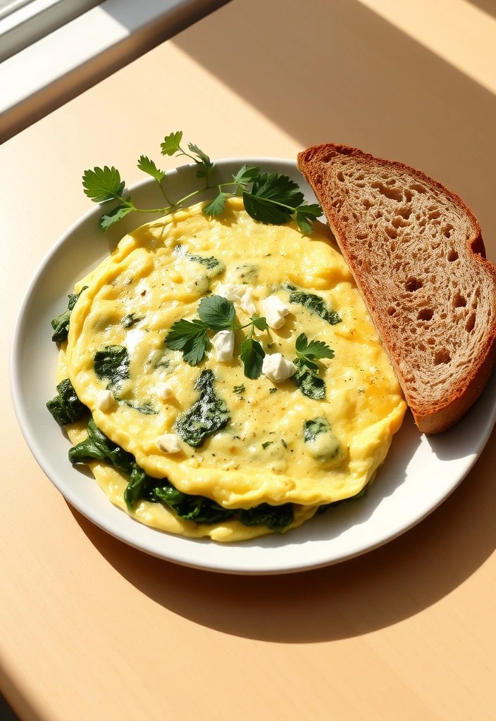 20 Quick Healthy Dinner Recipes for Busy Nights (You Won't Believe #9!) - 14. Spinach and Feta Omelette