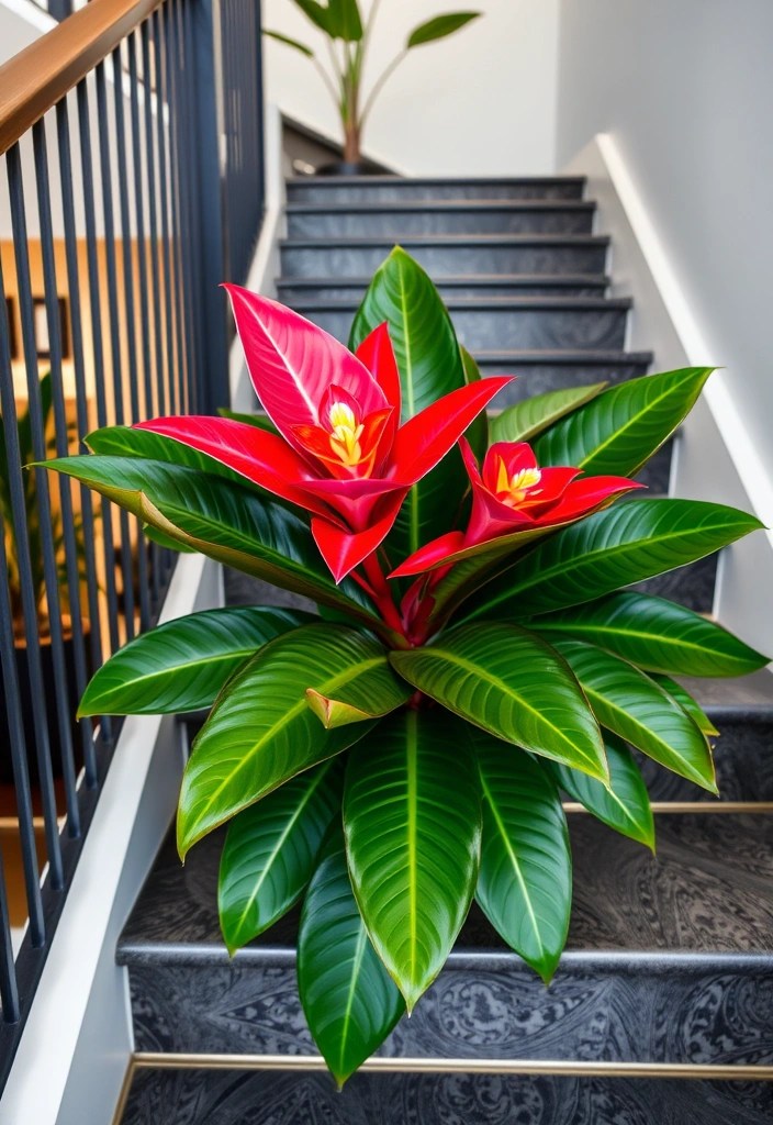 21 Beautiful Plants Perfect for Your Stairs (Greenery Goals Achieved!) - 15. Bromeliad (Bromeliaceae)