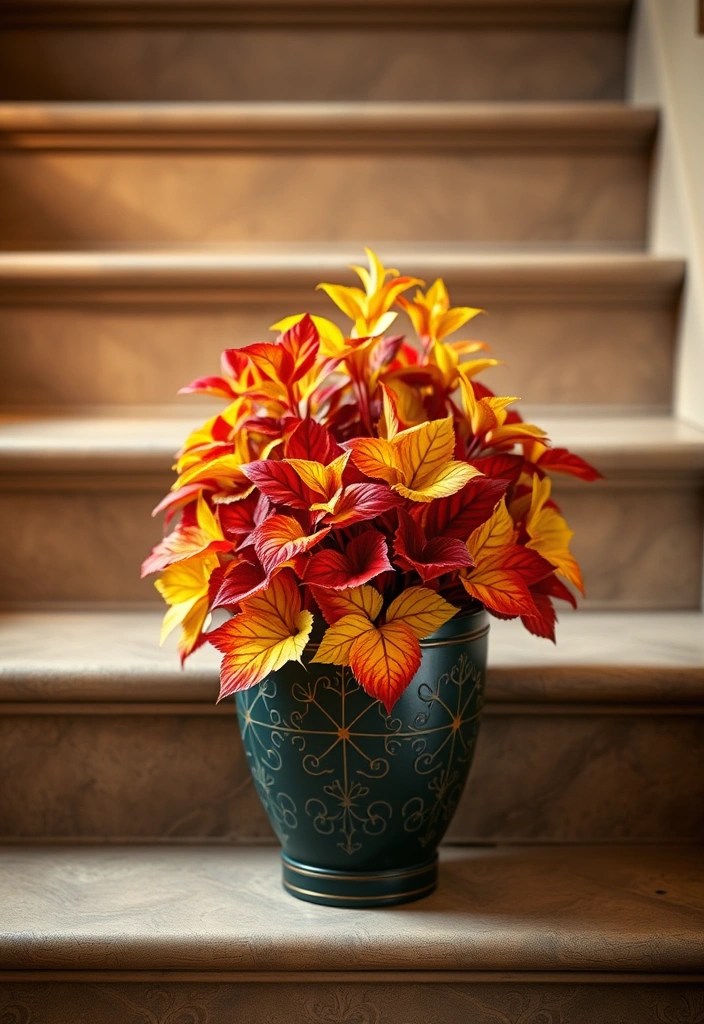 21 Beautiful Plants Perfect for Your Stairs (Greenery Goals Achieved!) - 19. Croton (Codiaeum variegatum)