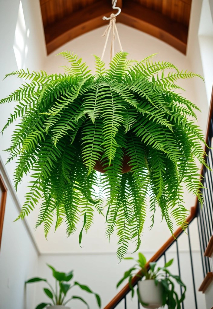 21 Beautiful Plants Perfect for Your Stairs (Greenery Goals Achieved!) - 7. Boston Fern (Nephrolepis exaltata)