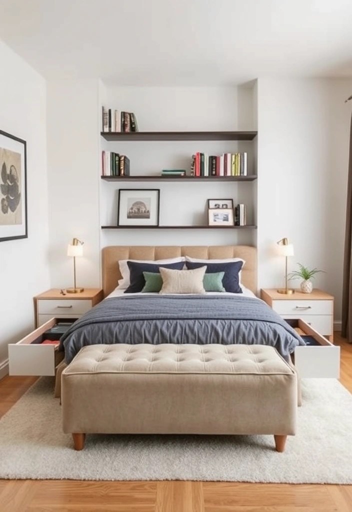 21 Dreamy Bedroom Makeovers That Cost Less Than $100 (You Won't Believe #7!) - 9. Functional Furniture: Smart Storage Solutions