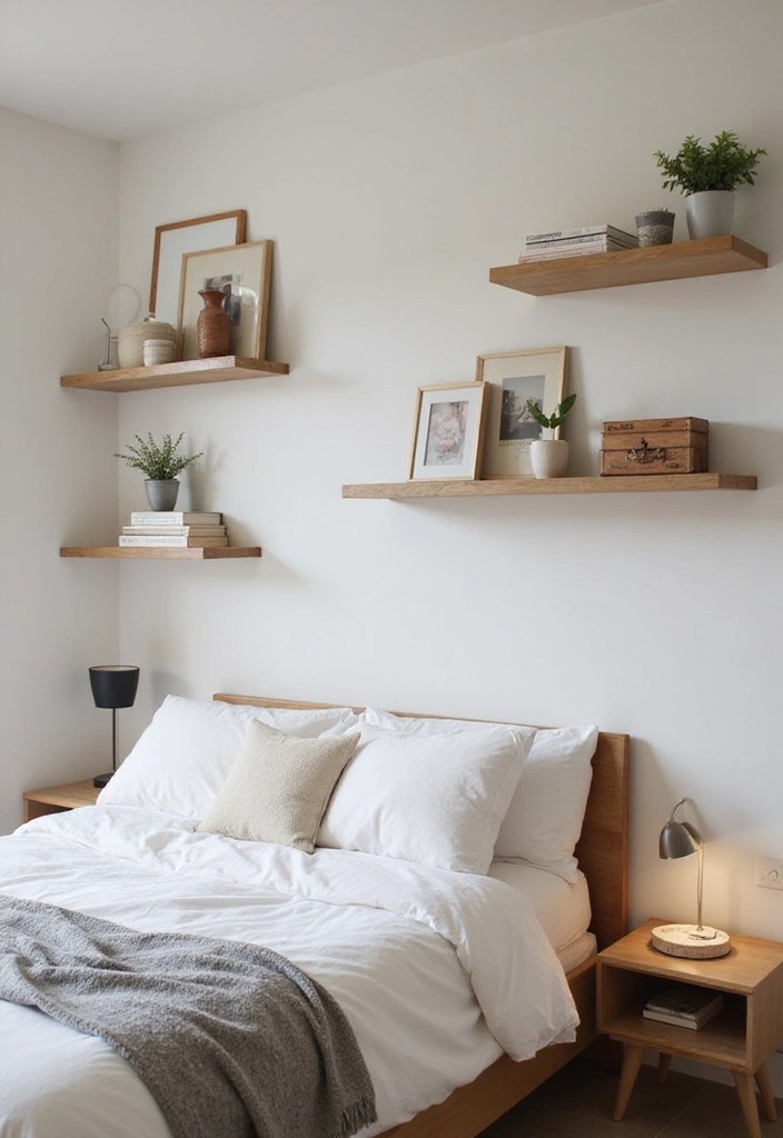 12 Minimalist Floating Shelf Hacks That Will Declutter Your Life! - 11. Elegant Bedroom Displays