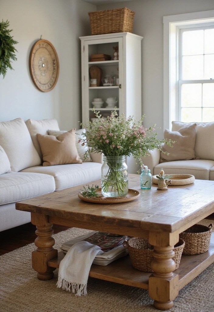 13 Clever Living Room Table Arrangements That Maximize Your Space! - 6. Rustic Farmhouse Style