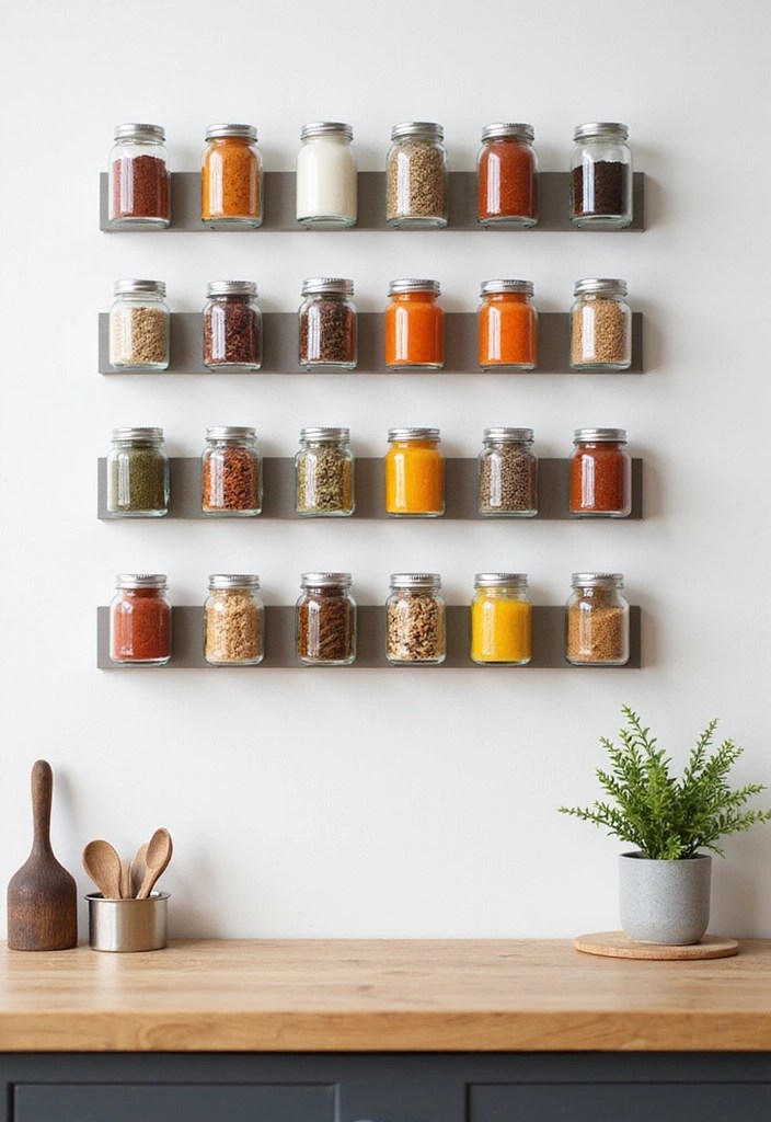 17 Small Kitchen Decor Ideas That Maximize Style and Space (Wait Until You See #5!) - 1. Magnetic Spice Rack