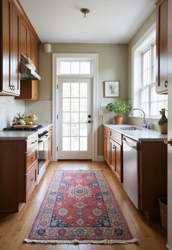 17 Small Kitchen Decor Ideas That Maximize Style and Space (Wait Until You See #5!) - 12. Statement Rugs
