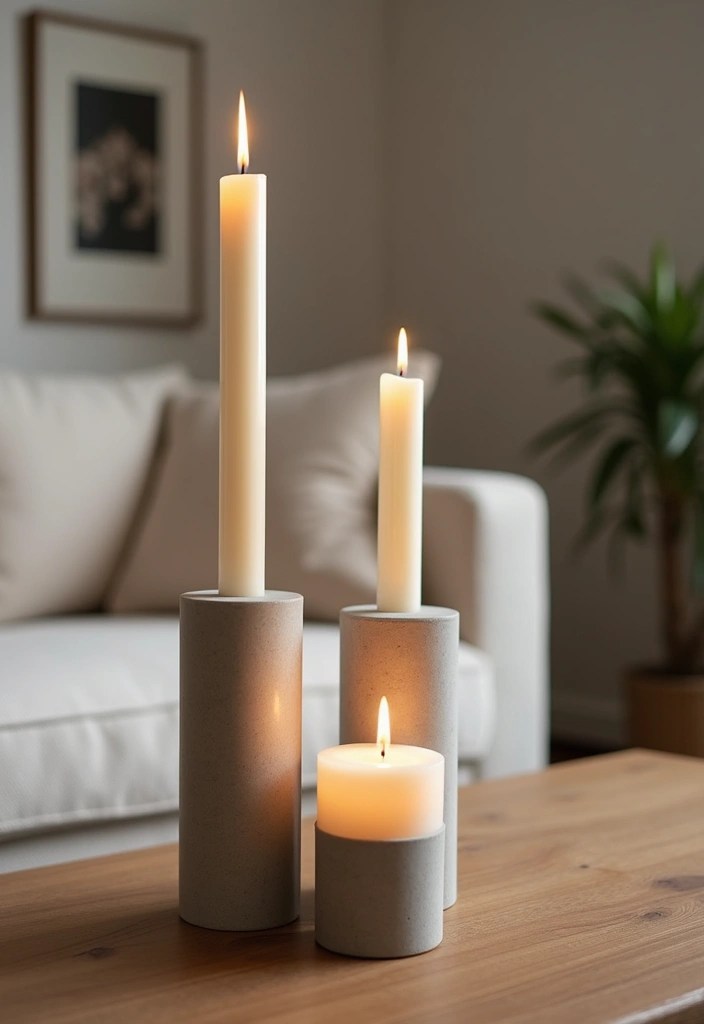 25 DIY Living Room Decor Projects That Are Budget Friendly and Minimalist! - 8. Minimalist Candle Holders