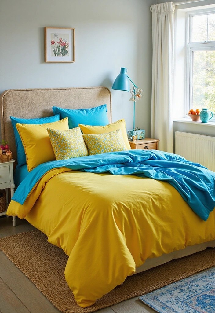 Bedsheet Colors: 15 Ways to Make Your Bedroom Shine (Discover Your Favorite Today!) - 9. Bright and Bold Colors for a Lively Feel