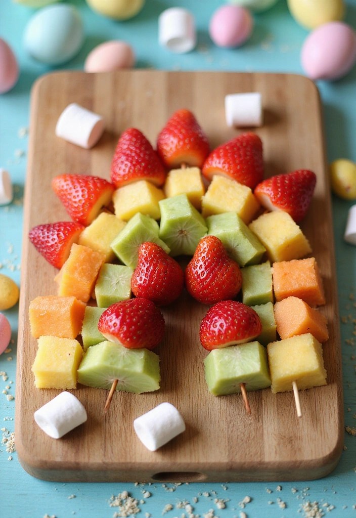 10 Adorable Easter Kids Lunch Ideas That'll Make Their Faces Light Up! - 2. Egg-Celent Fruit Kabobs