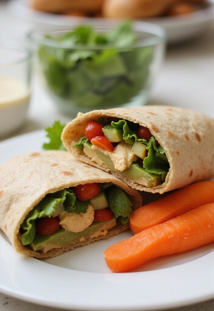 12 Quick and Easy Healthy Lunches You Can Make in Under 15 Minutes (Number 5 Is a Game Changer!) - 2. Hummus and Veggie Wrap