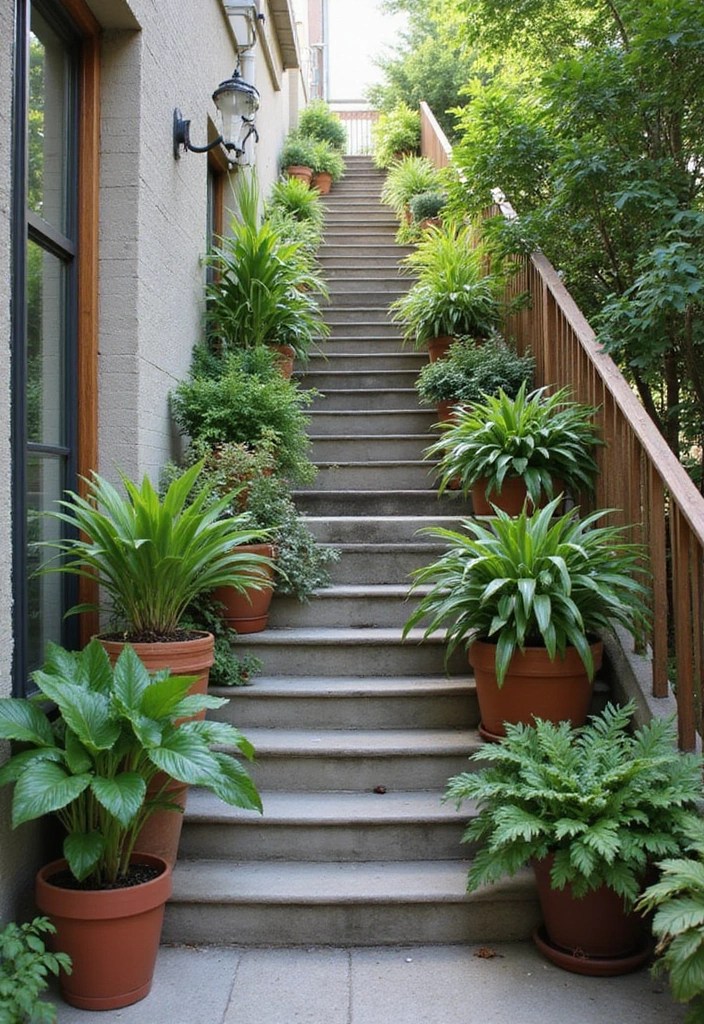 14 Budget-Friendly Small Stairs DIY Projects That Anyone Can Do (Even You Can Nail #6!) - 8. Decorative Staircase Planters