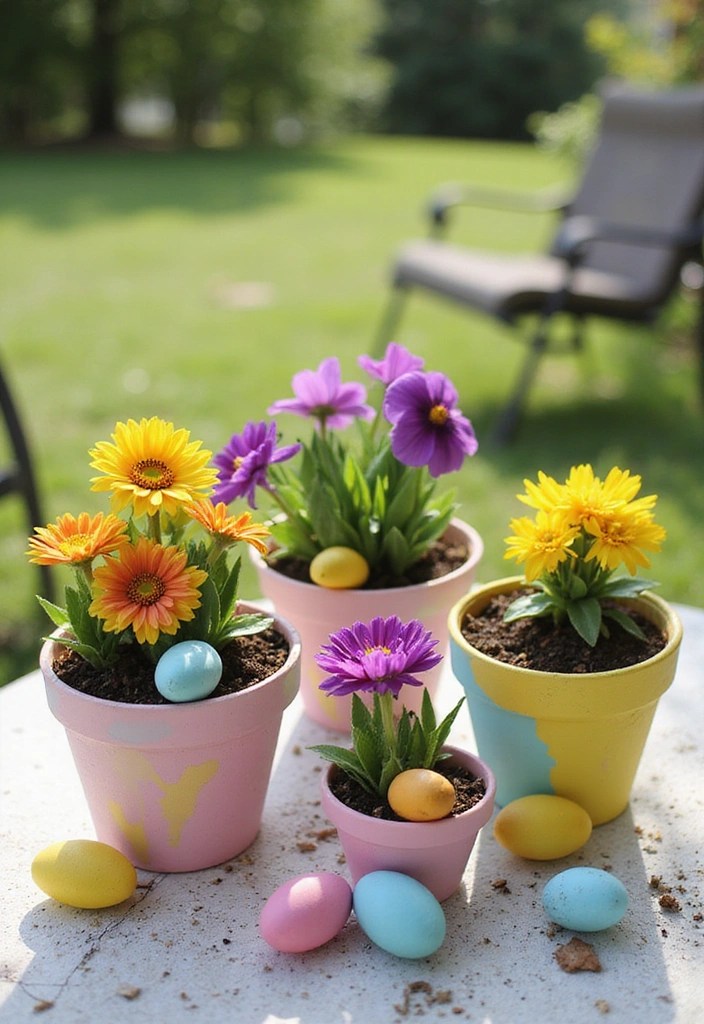 15 DIY Easter Decor Projects That Are So Cute, You'll Want to Keep Them All Year Round! - 8. DIY Flower Pots with Easter Eggs