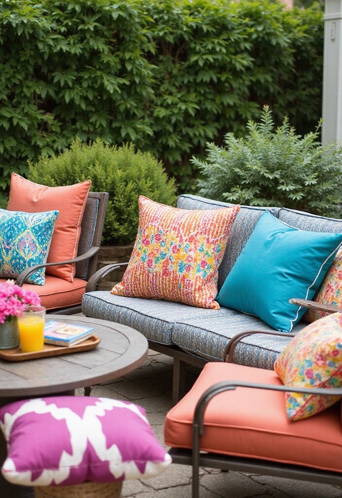 16 Patio Decor Hacks for a Relaxing Summer Retreat (Your Neighbors Will Be Jealous of #8!) - 10. Colorful Throw Pillows