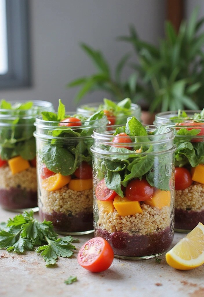 7 Healthy Meal Prep Hacks That Will Change Your Weeknight Dinners Forever (Don't Miss #5!) - 4. Colorful Salad Jars: Grab-and-Go Goodness