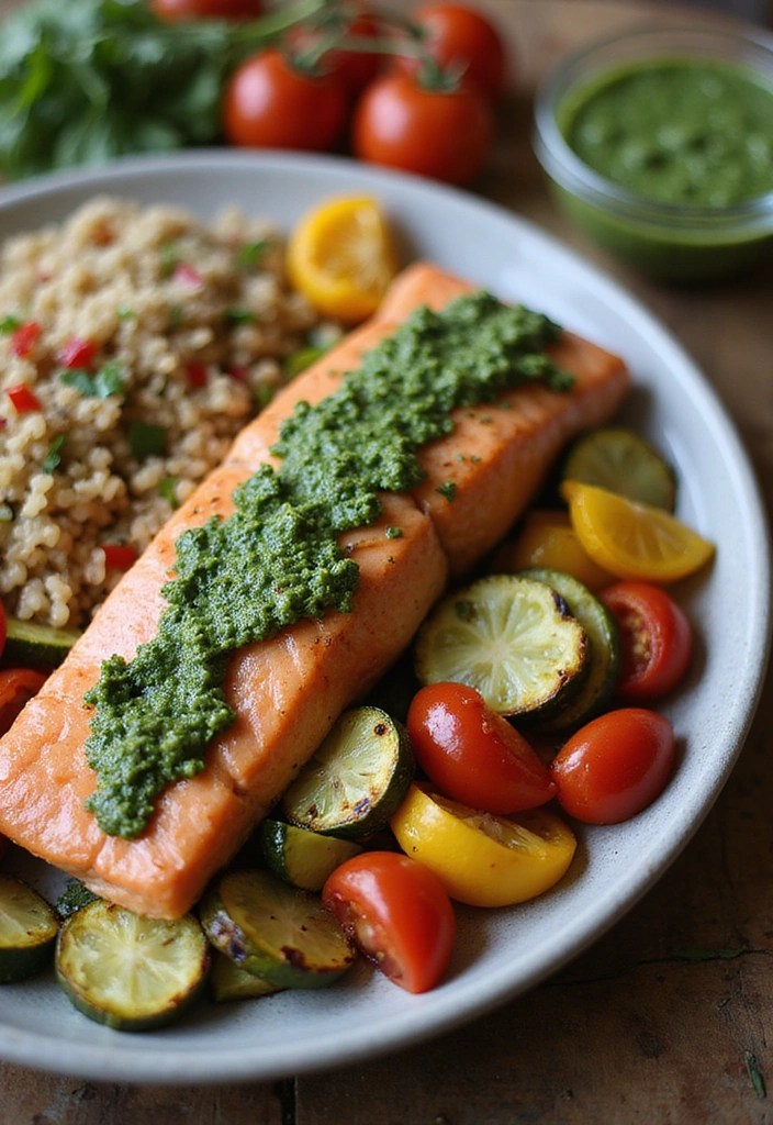 How to Make Healthy Dinner Salmon That Even the Kids Will Ask for Seconds! - 4. Pesto Salmon with Veggies