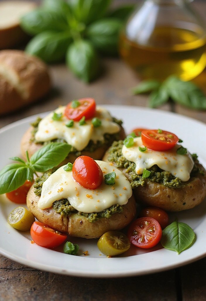 11 Savory Baked Potato Recipes You'll Be Craving (Especially #4!) - 7. Pesto and Mozzarella Baked Potatoes